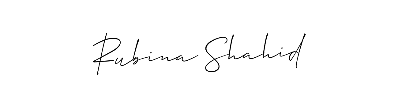 Allison_Script is a professional signature style that is perfect for those who want to add a touch of class to their signature. It is also a great choice for those who want to make their signature more unique. Get Rubina Shahid name to fancy signature for free. Rubina Shahid signature style 2 images and pictures png