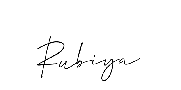 Create a beautiful signature design for name Rubiya. With this signature (Allison_Script) fonts, you can make a handwritten signature for free. Rubiya signature style 2 images and pictures png