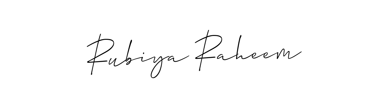 Also we have Rubiya Raheem name is the best signature style. Create professional handwritten signature collection using Allison_Script autograph style. Rubiya Raheem signature style 2 images and pictures png