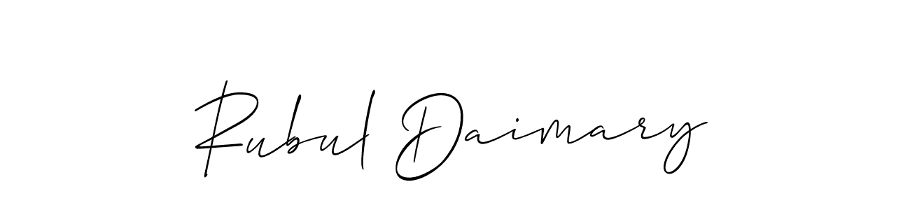 This is the best signature style for the Rubul Daimary name. Also you like these signature font (Allison_Script). Mix name signature. Rubul Daimary signature style 2 images and pictures png