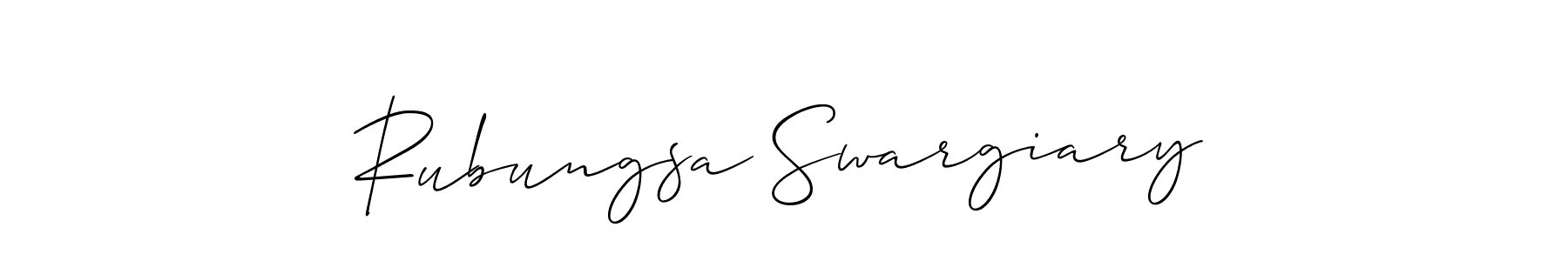 How to make Rubungsa Swargiary name signature. Use Allison_Script style for creating short signs online. This is the latest handwritten sign. Rubungsa Swargiary signature style 2 images and pictures png