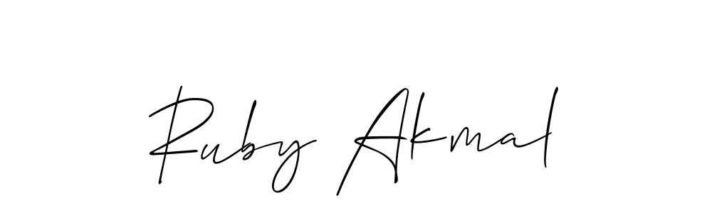 How to make Ruby Akmal name signature. Use Allison_Script style for creating short signs online. This is the latest handwritten sign. Ruby Akmal signature style 2 images and pictures png