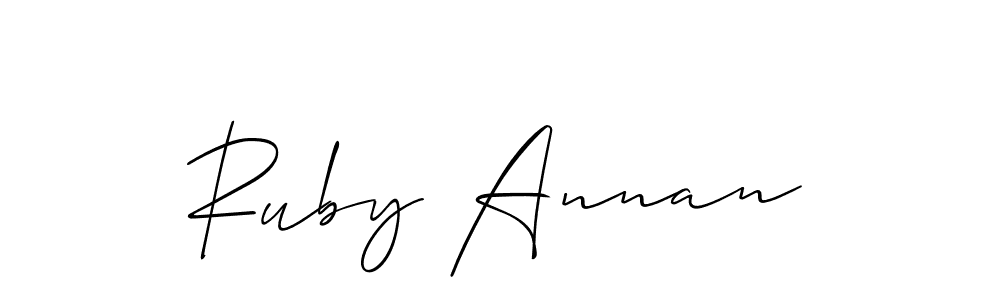 Make a beautiful signature design for name Ruby Annan. With this signature (Allison_Script) style, you can create a handwritten signature for free. Ruby Annan signature style 2 images and pictures png