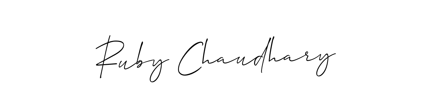 It looks lik you need a new signature style for name Ruby Chaudhary. Design unique handwritten (Allison_Script) signature with our free signature maker in just a few clicks. Ruby Chaudhary signature style 2 images and pictures png