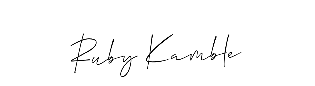 The best way (Allison_Script) to make a short signature is to pick only two or three words in your name. The name Ruby Kamble include a total of six letters. For converting this name. Ruby Kamble signature style 2 images and pictures png