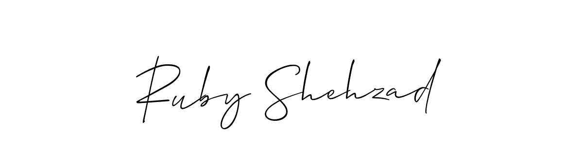 The best way (Allison_Script) to make a short signature is to pick only two or three words in your name. The name Ruby Shehzad include a total of six letters. For converting this name. Ruby Shehzad signature style 2 images and pictures png