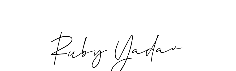 How to Draw Ruby Yadav signature style? Allison_Script is a latest design signature styles for name Ruby Yadav. Ruby Yadav signature style 2 images and pictures png