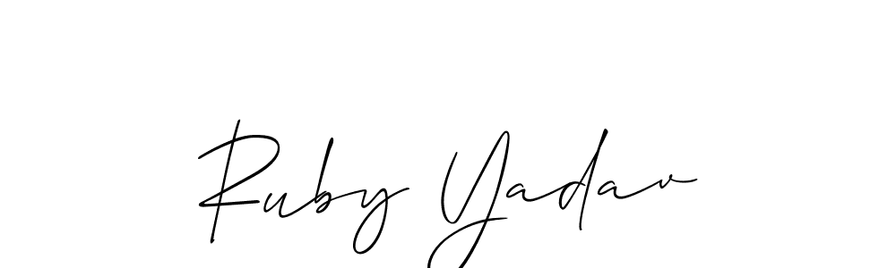 Create a beautiful signature design for name Ruby Yadav. With this signature (Allison_Script) fonts, you can make a handwritten signature for free. Ruby Yadav signature style 2 images and pictures png