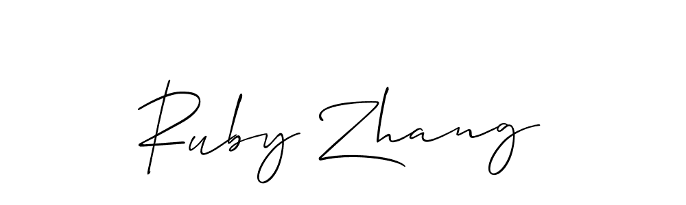 Allison_Script is a professional signature style that is perfect for those who want to add a touch of class to their signature. It is also a great choice for those who want to make their signature more unique. Get Ruby Zhang name to fancy signature for free. Ruby Zhang signature style 2 images and pictures png