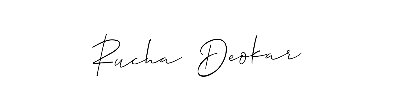 Also You can easily find your signature by using the search form. We will create Rucha  Deokar name handwritten signature images for you free of cost using Allison_Script sign style. Rucha  Deokar signature style 2 images and pictures png