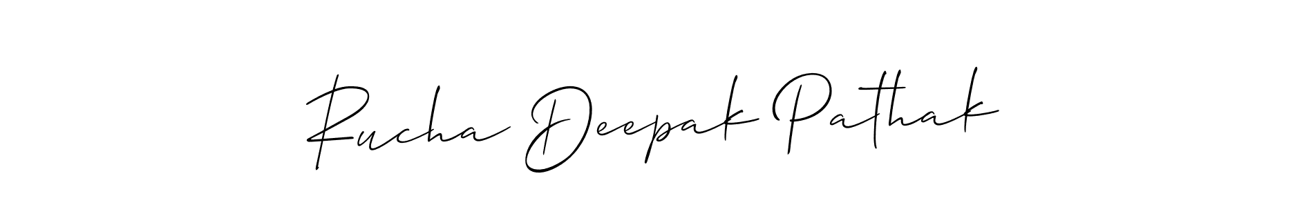 if you are searching for the best signature style for your name Rucha Deepak Pathak. so please give up your signature search. here we have designed multiple signature styles  using Allison_Script. Rucha Deepak Pathak signature style 2 images and pictures png