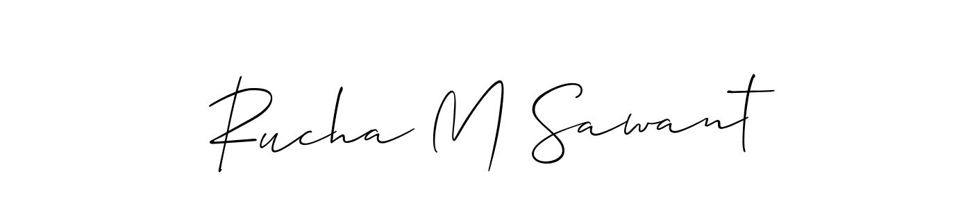Make a short Rucha M Sawant signature style. Manage your documents anywhere anytime using Allison_Script. Create and add eSignatures, submit forms, share and send files easily. Rucha M Sawant signature style 2 images and pictures png