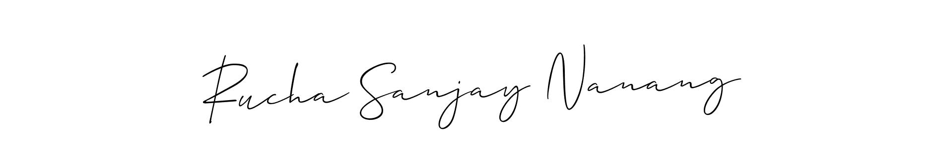 How to make Rucha Sanjay Nanang signature? Allison_Script is a professional autograph style. Create handwritten signature for Rucha Sanjay Nanang name. Rucha Sanjay Nanang signature style 2 images and pictures png