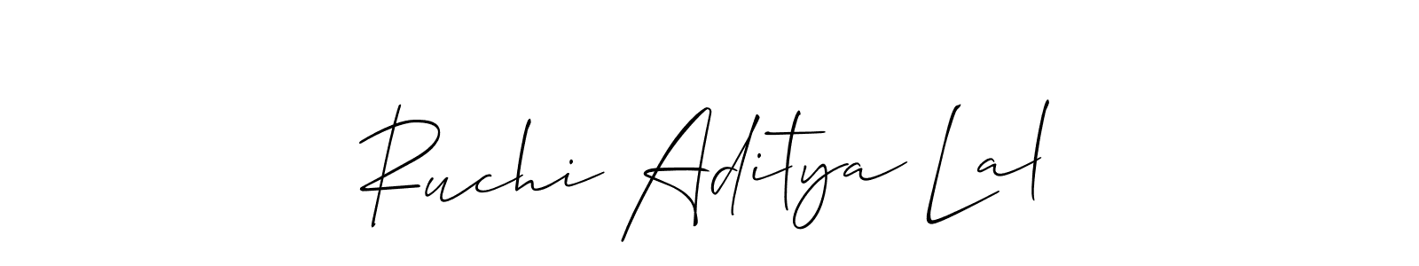 Make a beautiful signature design for name Ruchi Aditya Lal. With this signature (Allison_Script) style, you can create a handwritten signature for free. Ruchi Aditya Lal signature style 2 images and pictures png