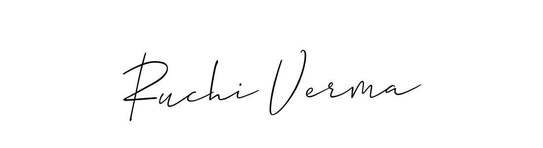 The best way (Allison_Script) to make a short signature is to pick only two or three words in your name. The name Ruchi Verma include a total of six letters. For converting this name. Ruchi Verma signature style 2 images and pictures png