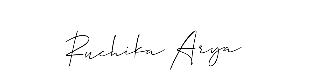 How to make Ruchika Arya name signature. Use Allison_Script style for creating short signs online. This is the latest handwritten sign. Ruchika Arya signature style 2 images and pictures png