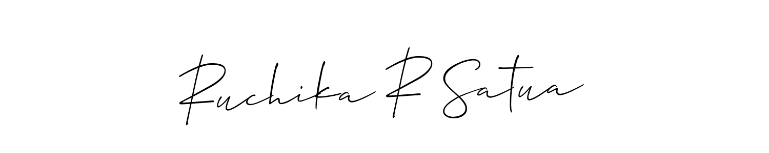 Create a beautiful signature design for name Ruchika R Satua. With this signature (Allison_Script) fonts, you can make a handwritten signature for free. Ruchika R Satua signature style 2 images and pictures png