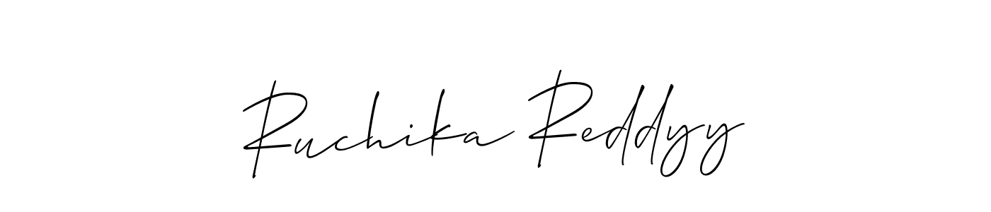 You should practise on your own different ways (Allison_Script) to write your name (Ruchika Reddyy) in signature. don't let someone else do it for you. Ruchika Reddyy signature style 2 images and pictures png