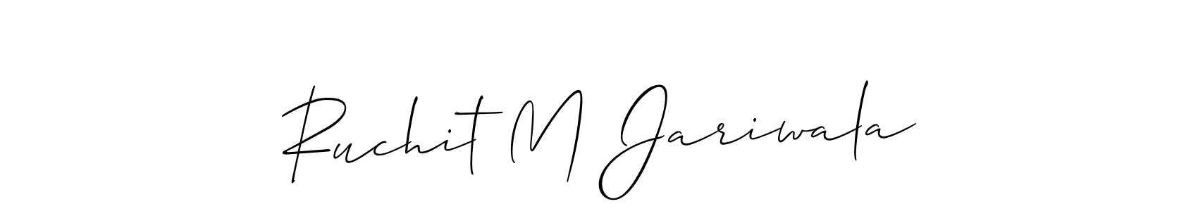 You should practise on your own different ways (Allison_Script) to write your name (Ruchit M Jariwala) in signature. don't let someone else do it for you. Ruchit M Jariwala signature style 2 images and pictures png