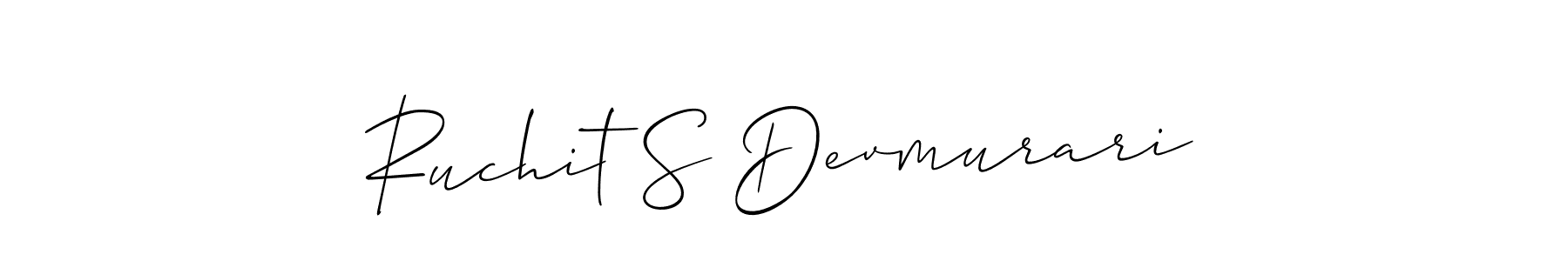 Allison_Script is a professional signature style that is perfect for those who want to add a touch of class to their signature. It is also a great choice for those who want to make their signature more unique. Get Ruchit S Devmurari name to fancy signature for free. Ruchit S Devmurari signature style 2 images and pictures png