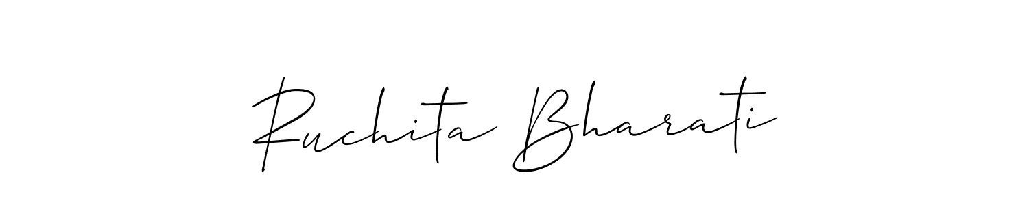 Similarly Allison_Script is the best handwritten signature design. Signature creator online .You can use it as an online autograph creator for name Ruchita Bharati. Ruchita Bharati signature style 2 images and pictures png
