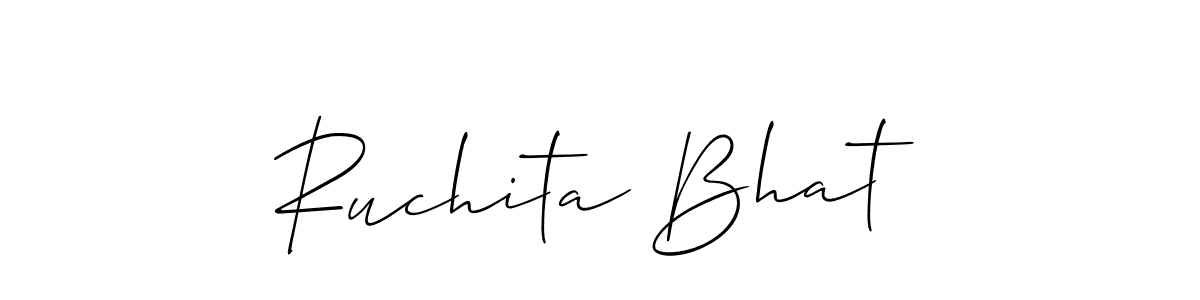 You should practise on your own different ways (Allison_Script) to write your name (Ruchita Bhat) in signature. don't let someone else do it for you. Ruchita Bhat signature style 2 images and pictures png