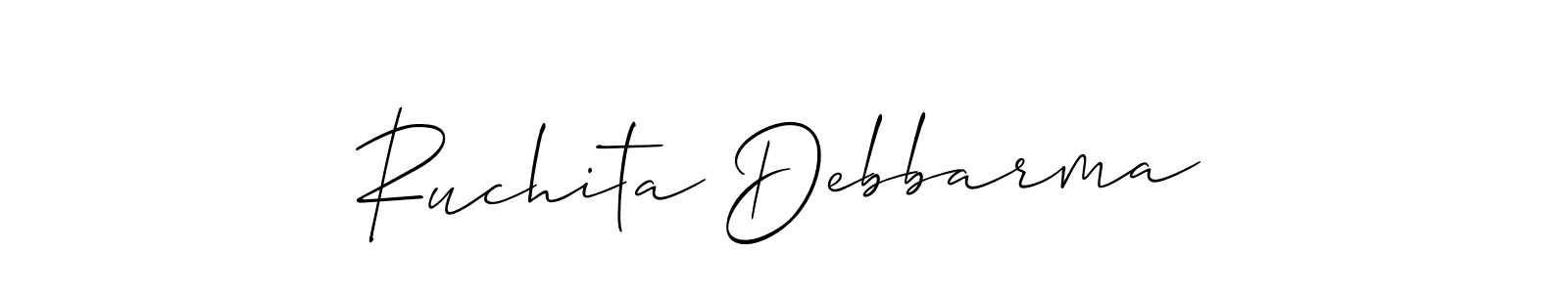 Allison_Script is a professional signature style that is perfect for those who want to add a touch of class to their signature. It is also a great choice for those who want to make their signature more unique. Get Ruchita Debbarma name to fancy signature for free. Ruchita Debbarma signature style 2 images and pictures png