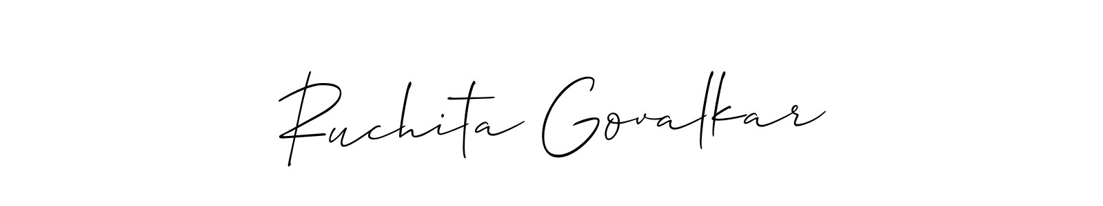 Also You can easily find your signature by using the search form. We will create Ruchita Govalkar name handwritten signature images for you free of cost using Allison_Script sign style. Ruchita Govalkar signature style 2 images and pictures png