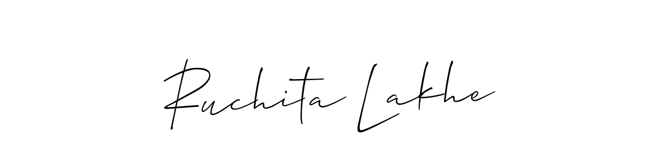 This is the best signature style for the Ruchita Lakhe name. Also you like these signature font (Allison_Script). Mix name signature. Ruchita Lakhe signature style 2 images and pictures png