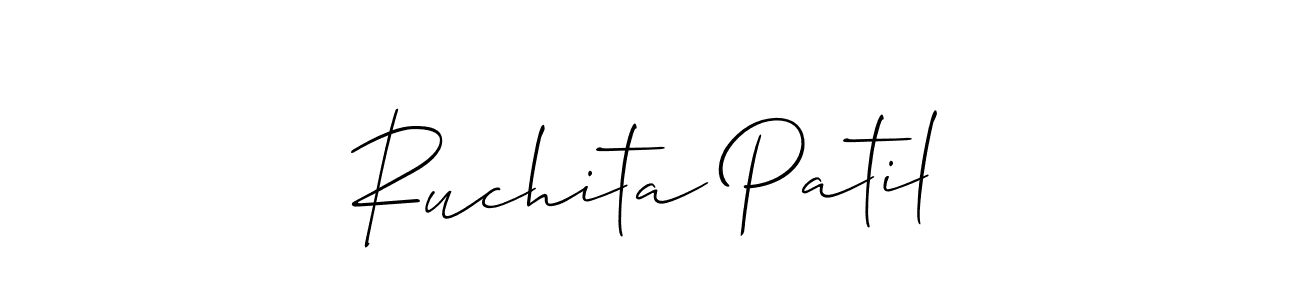 if you are searching for the best signature style for your name Ruchita Patil. so please give up your signature search. here we have designed multiple signature styles  using Allison_Script. Ruchita Patil signature style 2 images and pictures png