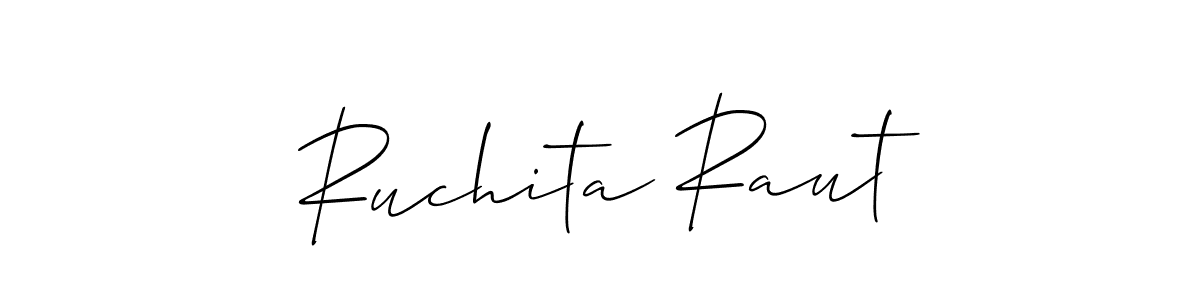This is the best signature style for the Ruchita Raut name. Also you like these signature font (Allison_Script). Mix name signature. Ruchita Raut signature style 2 images and pictures png