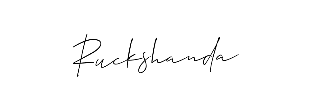 How to make Ruckshanda signature? Allison_Script is a professional autograph style. Create handwritten signature for Ruckshanda name. Ruckshanda signature style 2 images and pictures png