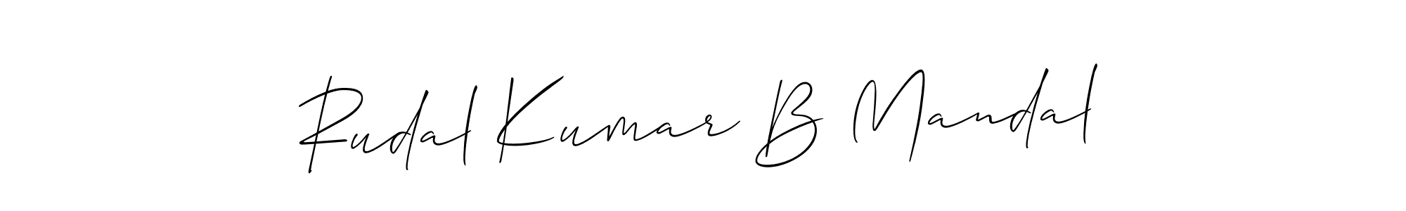 if you are searching for the best signature style for your name Rudal Kumar B Mandal. so please give up your signature search. here we have designed multiple signature styles  using Allison_Script. Rudal Kumar B Mandal signature style 2 images and pictures png