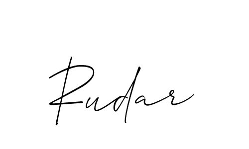 Use a signature maker to create a handwritten signature online. With this signature software, you can design (Allison_Script) your own signature for name Rudar. Rudar signature style 2 images and pictures png