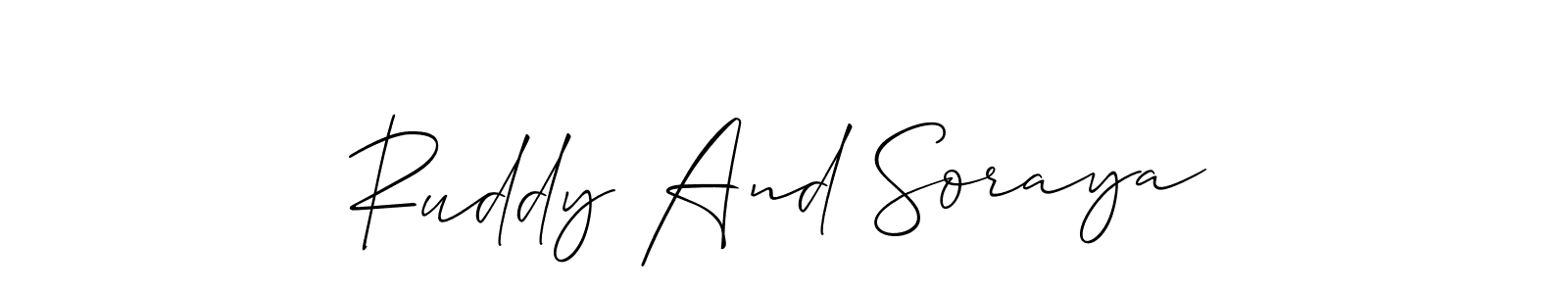 The best way (Allison_Script) to make a short signature is to pick only two or three words in your name. The name Ruddy And Soraya include a total of six letters. For converting this name. Ruddy And Soraya signature style 2 images and pictures png