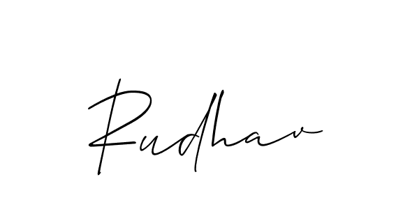 Rudhav stylish signature style. Best Handwritten Sign (Allison_Script) for my name. Handwritten Signature Collection Ideas for my name Rudhav. Rudhav signature style 2 images and pictures png