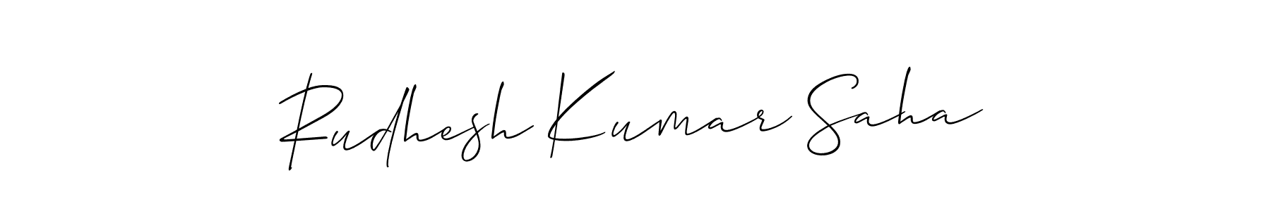 The best way (Allison_Script) to make a short signature is to pick only two or three words in your name. The name Rudhesh Kumar Saha include a total of six letters. For converting this name. Rudhesh Kumar Saha signature style 2 images and pictures png