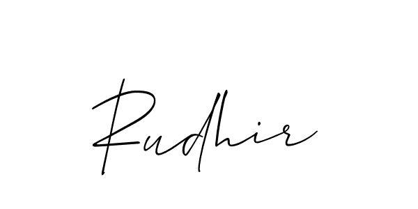 Make a beautiful signature design for name Rudhir. With this signature (Allison_Script) style, you can create a handwritten signature for free. Rudhir signature style 2 images and pictures png