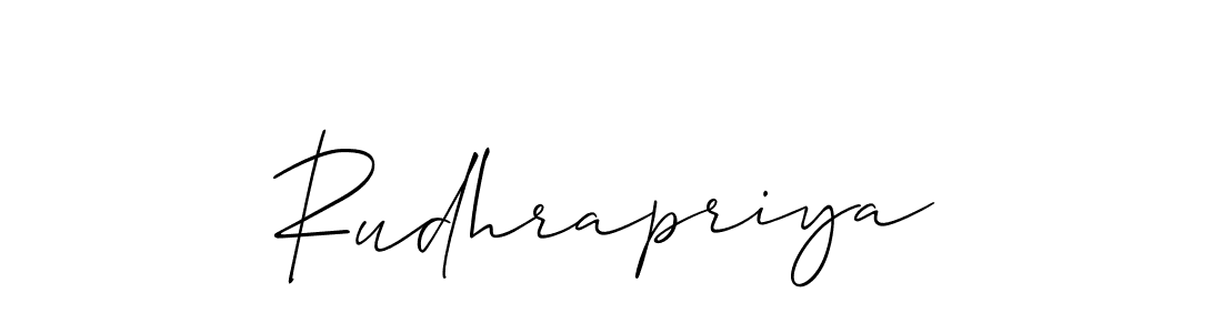 Use a signature maker to create a handwritten signature online. With this signature software, you can design (Allison_Script) your own signature for name Rudhrapriya. Rudhrapriya signature style 2 images and pictures png
