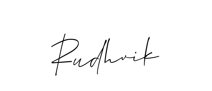 How to make Rudhvik name signature. Use Allison_Script style for creating short signs online. This is the latest handwritten sign. Rudhvik signature style 2 images and pictures png