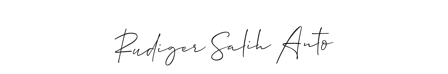 Make a short Rudiger Salih Anto signature style. Manage your documents anywhere anytime using Allison_Script. Create and add eSignatures, submit forms, share and send files easily. Rudiger Salih Anto signature style 2 images and pictures png