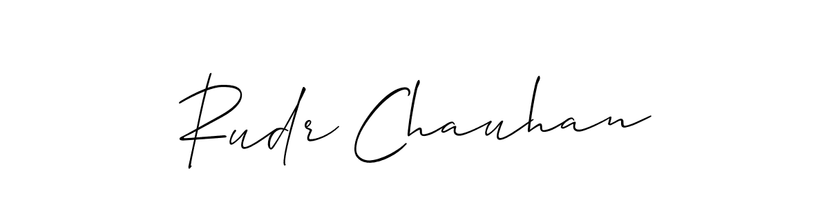 The best way (Allison_Script) to make a short signature is to pick only two or three words in your name. The name Rudr Chauhan include a total of six letters. For converting this name. Rudr Chauhan signature style 2 images and pictures png