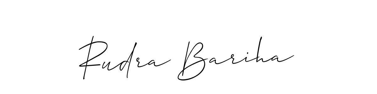 Allison_Script is a professional signature style that is perfect for those who want to add a touch of class to their signature. It is also a great choice for those who want to make their signature more unique. Get Rudra Bariha name to fancy signature for free. Rudra Bariha signature style 2 images and pictures png