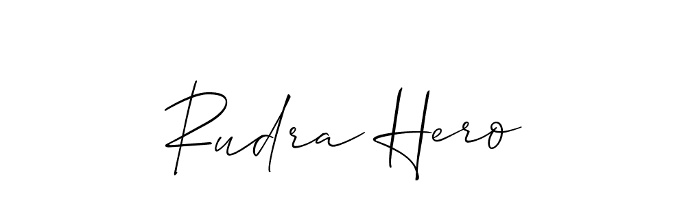 How to make Rudra Hero name signature. Use Allison_Script style for creating short signs online. This is the latest handwritten sign. Rudra Hero signature style 2 images and pictures png