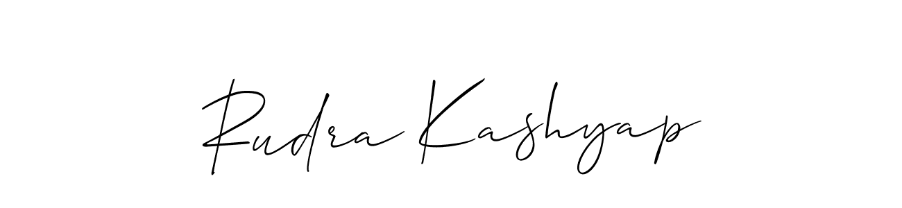 Make a short Rudra Kashyap signature style. Manage your documents anywhere anytime using Allison_Script. Create and add eSignatures, submit forms, share and send files easily. Rudra Kashyap signature style 2 images and pictures png