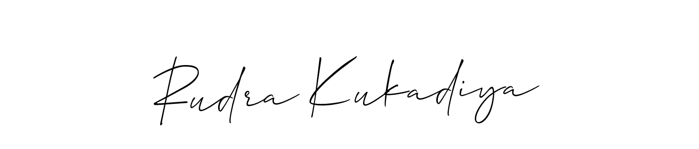 Make a short Rudra Kukadiya signature style. Manage your documents anywhere anytime using Allison_Script. Create and add eSignatures, submit forms, share and send files easily. Rudra Kukadiya signature style 2 images and pictures png