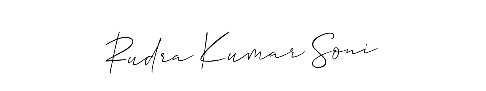 How to make Rudra Kumar Soni name signature. Use Allison_Script style for creating short signs online. This is the latest handwritten sign. Rudra Kumar Soni signature style 2 images and pictures png