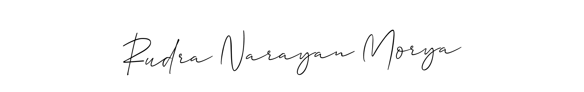 How to make Rudra Narayan Morya name signature. Use Allison_Script style for creating short signs online. This is the latest handwritten sign. Rudra Narayan Morya signature style 2 images and pictures png
