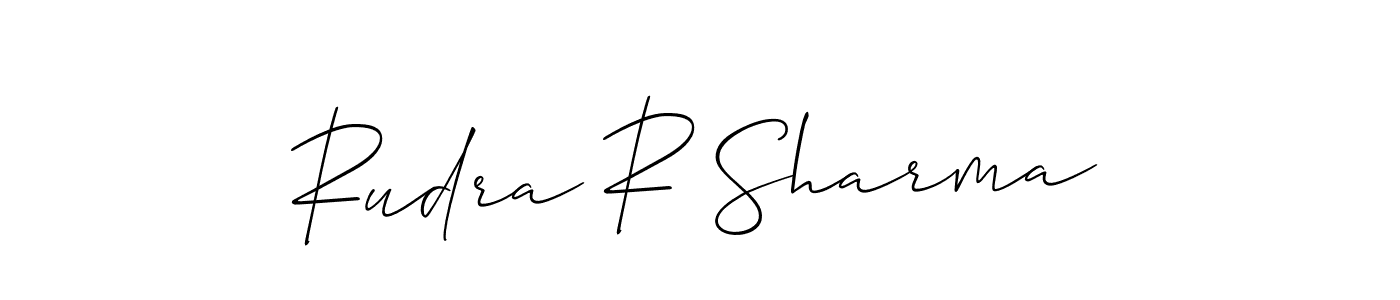 This is the best signature style for the Rudra R Sharma name. Also you like these signature font (Allison_Script). Mix name signature. Rudra R Sharma signature style 2 images and pictures png