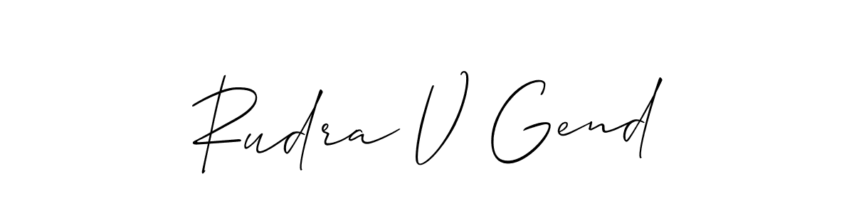 Allison_Script is a professional signature style that is perfect for those who want to add a touch of class to their signature. It is also a great choice for those who want to make their signature more unique. Get Rudra V Gend name to fancy signature for free. Rudra V Gend signature style 2 images and pictures png